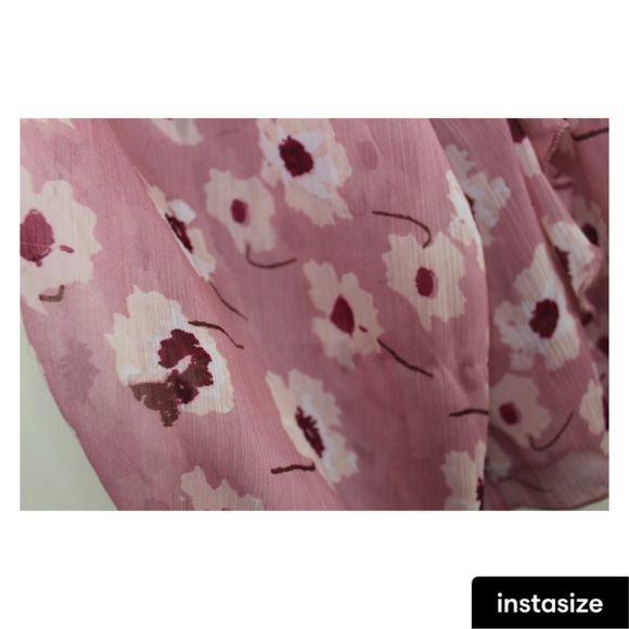 Lucky Brand Mauve Pink Boho Semi Sheer Floral Print Top Ruffle Detailing FLAW - Picture 5 of 11